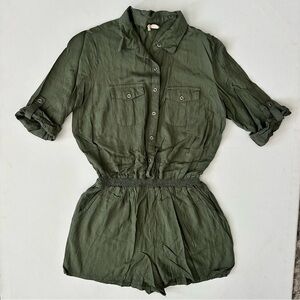 Japna Olive Button-Up Romper Size M